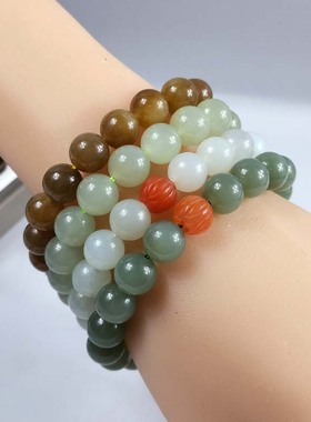 10mm手串天然和田玉糖玉圆珠