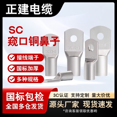 紫铜SC窥口铜鼻子冷压接线端子