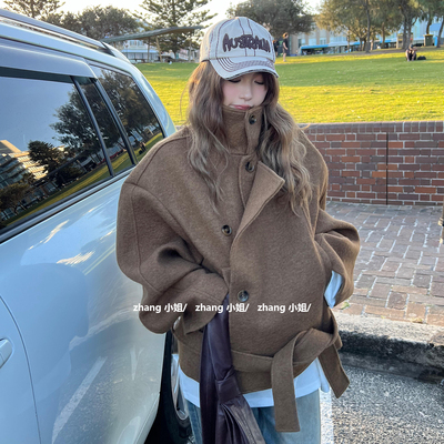 【送运费险】卡其色立领风衣外套