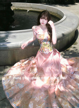 新中式国风粉色汉服改良马面裙女秋季宽松长款大摆裙伞裙上衣套装