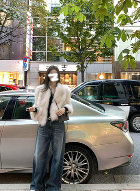 法式小香风白色皮毛一体毛毛皮草外套女秋冬季短款软糯小个子大衣
