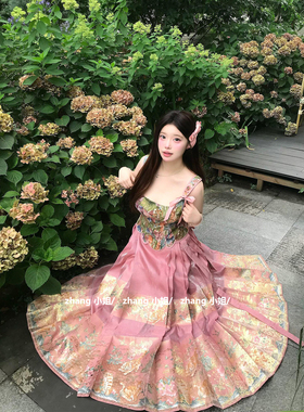 新中式国风粉色改良汉服马面裙上衣套装女秋季成人礼晚礼服一整套