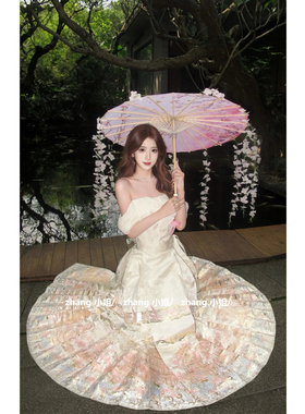 新中式国风改良汉服马面裙女秋冬晚礼服成人礼绝美一字肩上衣套装