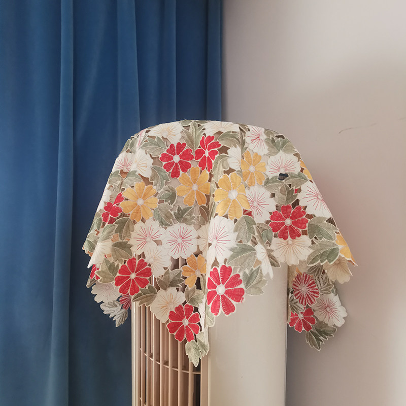 空调盖布圆柱形空调柜机立式罩防尘顶部盖巾轻奢刺绣开机不取通用