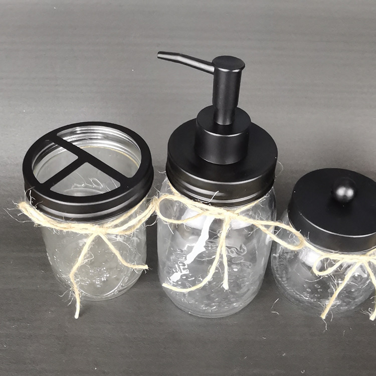 玻璃卫浴套件 玻璃洗手液牙刷瓶 小储物玻璃瓶日化四件套