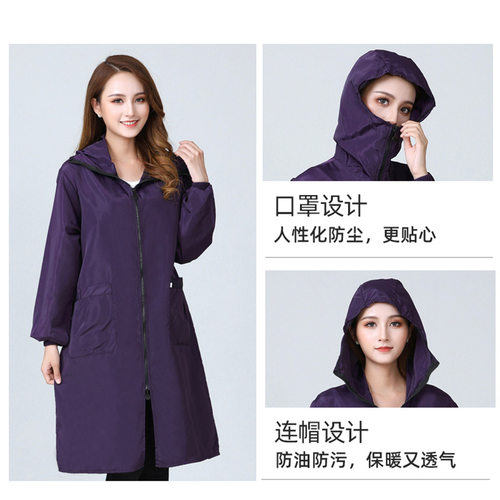 加长款罩衣大人工作服家用厨房防水防油长袖围裙女餐饮时尚春秋季