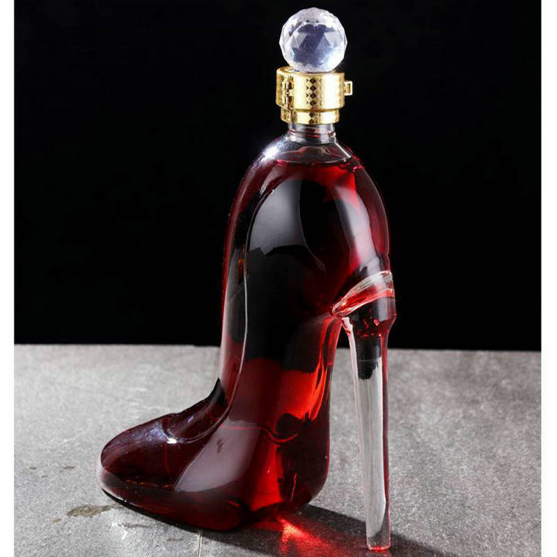 高跟鞋红酒醒酒器创意耐热玻璃瓶密封罐威士忌加厚红酒瓶子