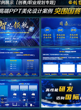 高端PPT模板蓝色科技风设计元素VIP素材NE高质量美化设计素材优质