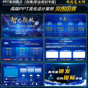 高端PPT模板蓝色科技风设计元素VIP素材NE高质量美化设计素材优质