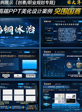 高端PPT模板蓝色科技风设计元素VIP素材NE高质量美化设计素材优质