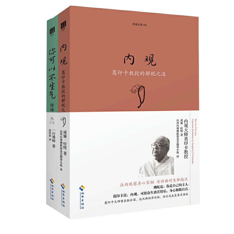 包邮 内观的力量(两册套装)你可以不生气+内观 威廉哈特 一行禅师 著 海南出版社 哲学佛学励志畅销书