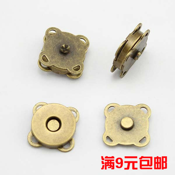 金属纽扣扣子方形吸扣花型手缝磁扣古铜色 1.4厘米