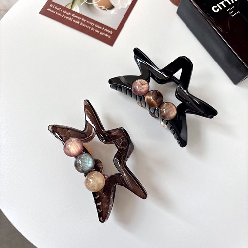 高级感大号鲨鱼夹抓夹晶莹猫眼石