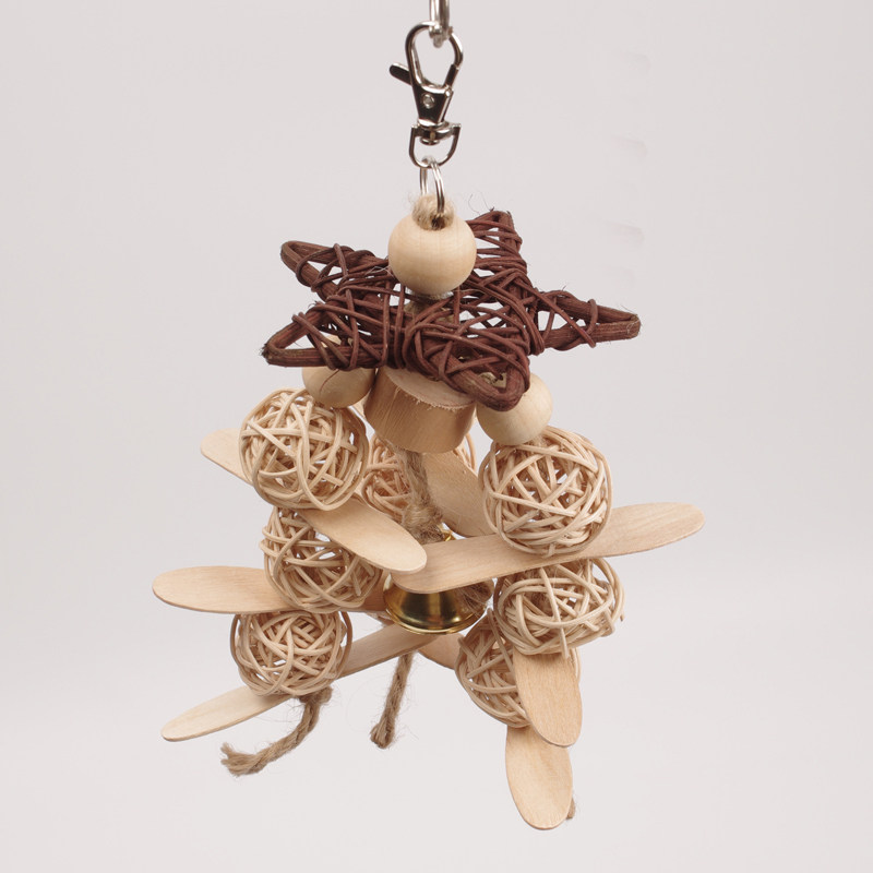 鹦鹉啃咬玩具专用鸟笼子吊挂纯天然五角星藤球串攀爬磨牙解闷玩具