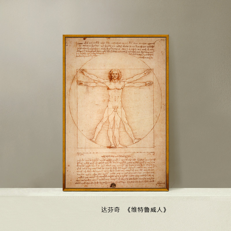 达芬奇维特鲁威人文艺复兴世界名画油画客厅欧式古典人物装饰画