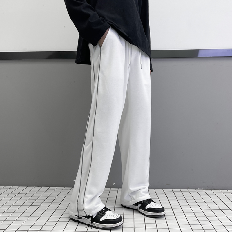2023春装松紧腰阔腿反光条垂感休闲卫裤KK16-常规P45-加绒P50,男装休闲裤,星座101A-1