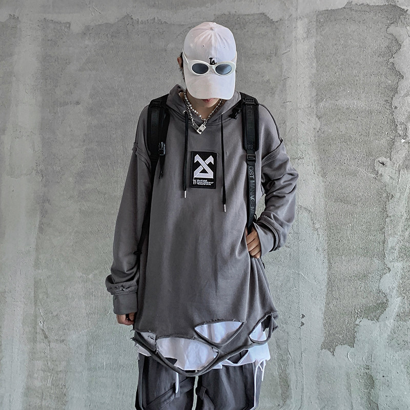 2023春季休闲潮宽松连帽卫衣男女ins潮牌破洞百搭帽衫WY02P49，男装卫衣，星座101A-1