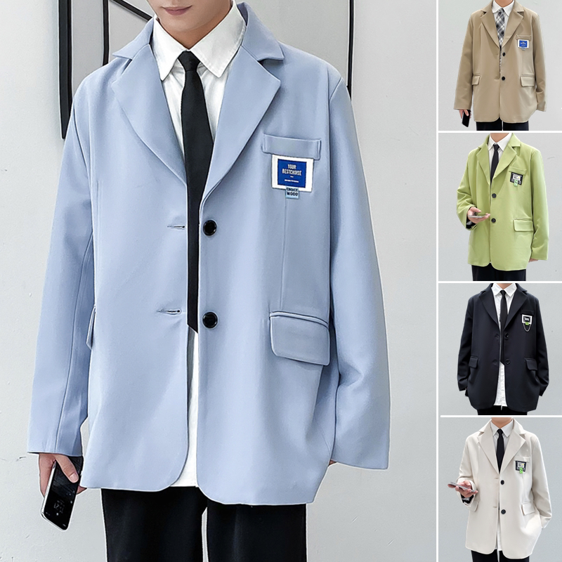 2023春新款小西装男士日系港风宽松潮帅气西服外套上衣 XZ02 P95图片