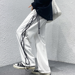 2023春装松紧腰反光条港风卫裤美式阔腿冰丝垂感休闲裤 KK04-P45,男装休闲裤,星座101A-1