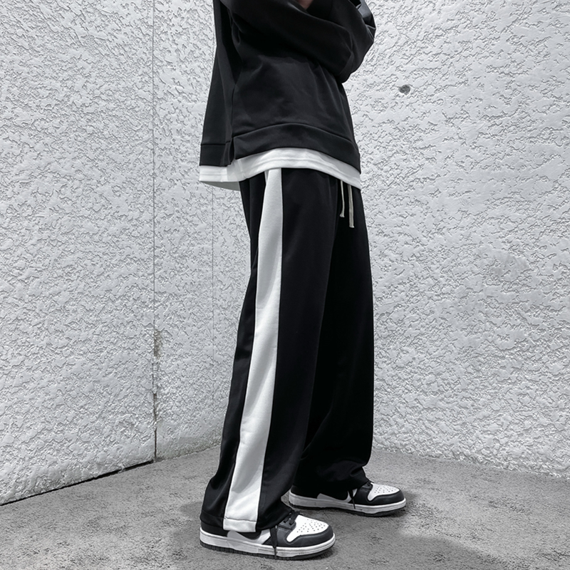 2023春季青少年直筒阔腿裤高街垂感宽松休闲运动卫裤KK35P45,男装休闲裤,星座101A-1