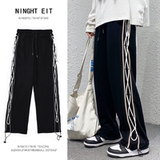 2023春装松紧腰反光条港风卫裤美式阔腿冰丝垂感休闲裤KK04-P45，男装休闲裤，星座101A-1