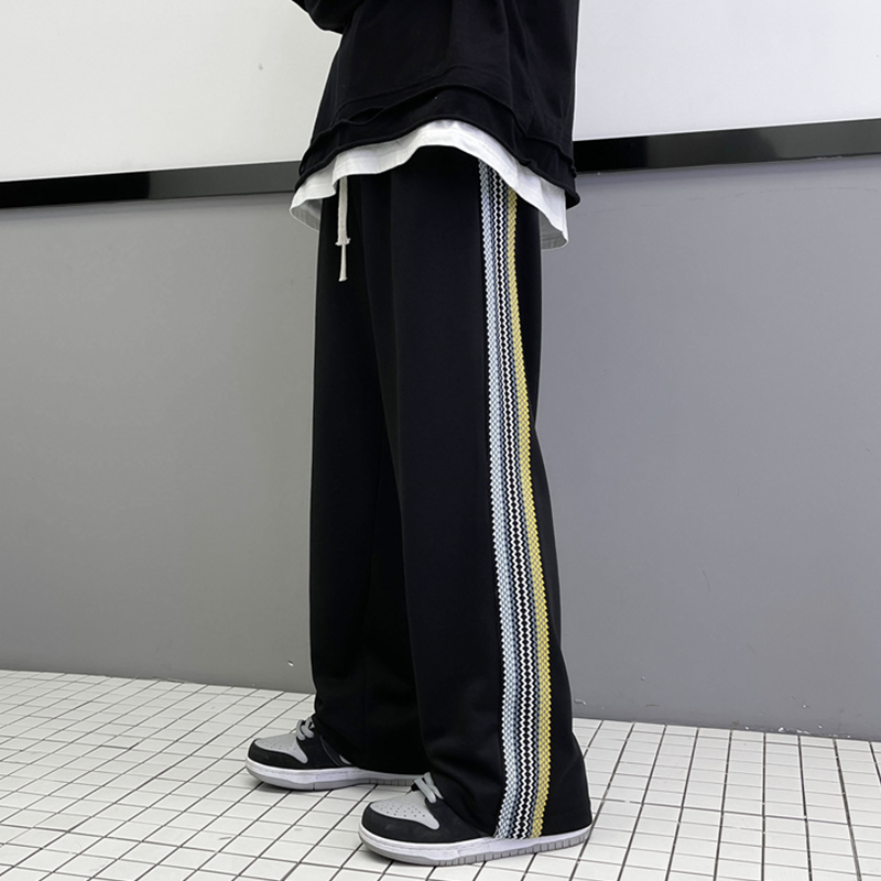 2023春装宽松潮流条纹运动阔腿休闲卫裤KK21-P45,男装休闲裤,星座101A-1