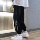 2023春夏装松紧腰反光条港风束脚卫裤男运动裤休闲裤KK28-P45，男装休闲裤，星座101A-1