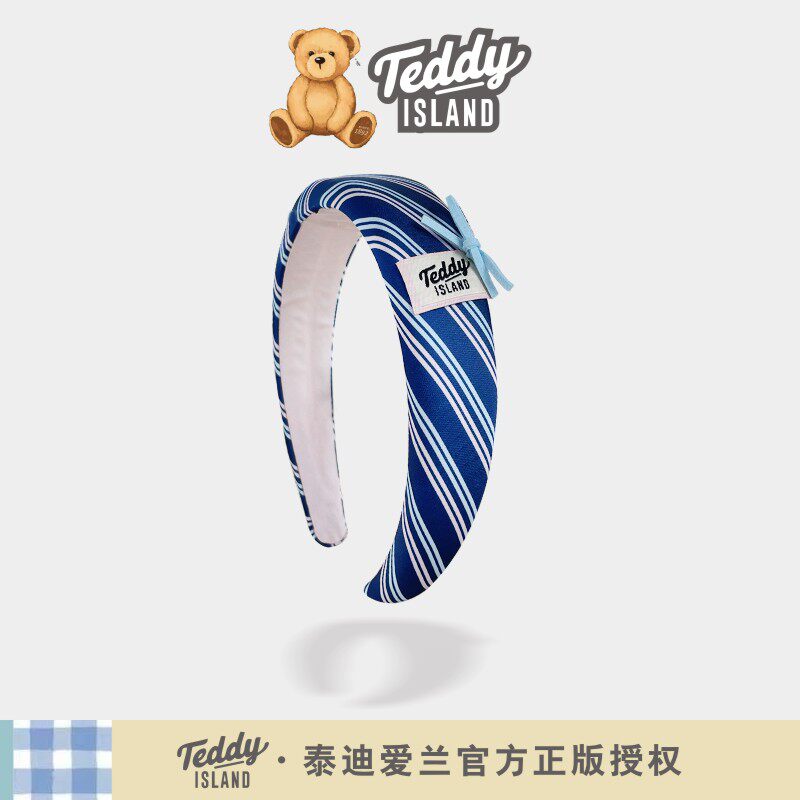 正版泰迪爱兰teddy儿童发箍复古格纹全包布头箍防滑女童发饰头饰