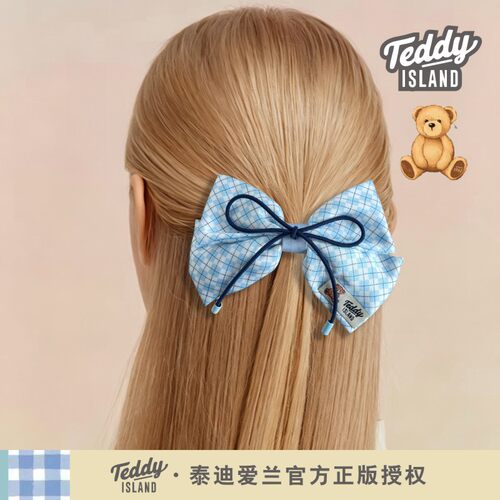 正版泰迪爱兰teddy蝴蝶结发夹儿童甜美公主风弹簧夹鸭嘴夹发饰女