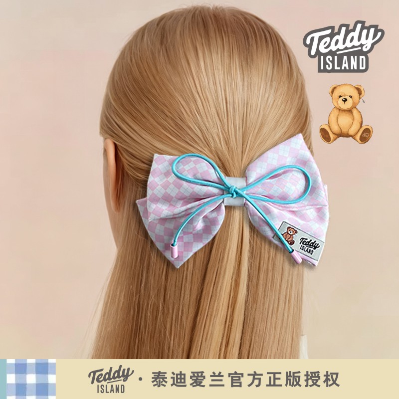 正版泰迪爱兰teddy儿童蝴蝶结发夹小众百搭后脑勺头饰顶夹发卡女