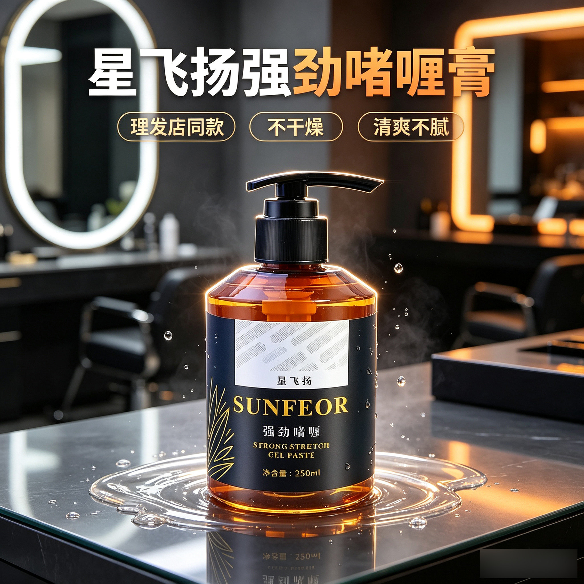 星飞扬强劲啫喱膏定型持久不起白