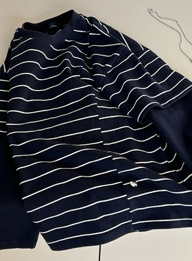 儿童洋气条纹假两件纯棉圆领长袖打底衫春季韩版男童休闲T恤上衣