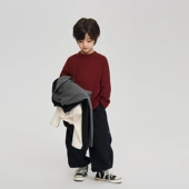 儿童柔软基础款 男童休闲内搭T恤上衣 潮秋季 半高领纯色长袖 打底衫