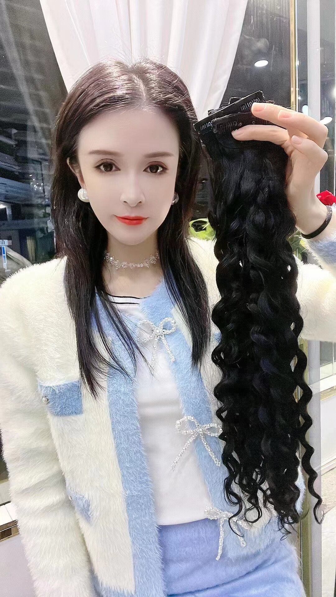 发片假发片全真发制作（单片永久卷）隐形无痕接发片非全头套假发