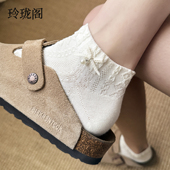 纯棉无骨透气短筒袜新款 白色蝴蝶结袜子女夏季 薄款 ins潮夏天短袜