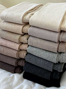 燕麦色打底裤袜子女款秋冬季纯棉加绒加厚保暖灰色连裤袜外穿踩脚