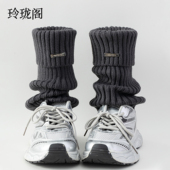 深灰色袜套女配老爹鞋 叠穿外穿潮针织堆堆腿套秋冬季 修饰腿型显瘦
