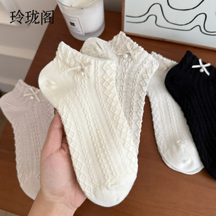 蝴蝶结袜子女2025新款 短筒袜纯棉无骨透气ins潮夏天短袜 夏季 薄款