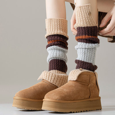 拼色袜套+雪地靴美式复古掌捏!