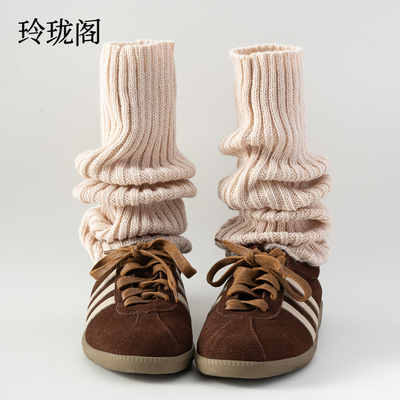 驼色袜套女秋冬季搭配德训鞋美拉德针织腿套叠穿加厚修饰腿型袜筒