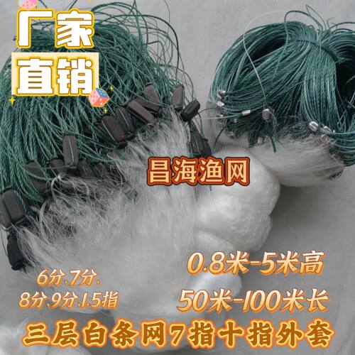 槐林小鱼网粘网三层小白条1指9分眼1.5指沉网浮网100米长丝网加重