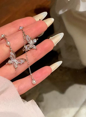 轻奢微醺白月光蝴蝶流苏耳环女设计时尚高级感甜美百搭耳坠耳饰品