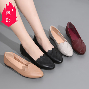 女新款 中年平跟防滑单鞋 真皮软底中老年舒适妈妈鞋 妈妈皮鞋