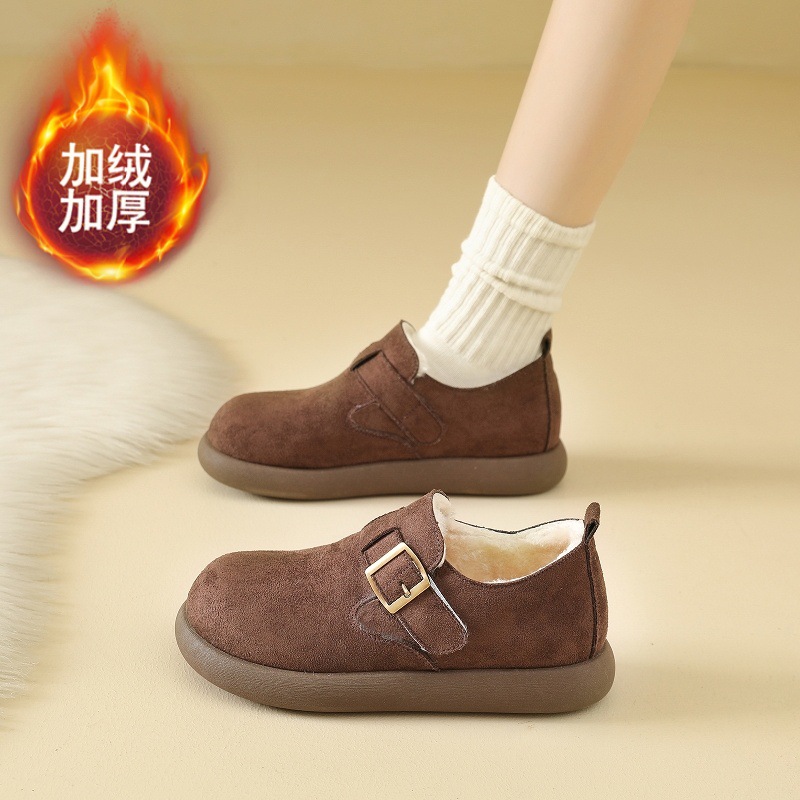 冬季棉鞋女厚底全包勃肯鞋复古一脚蹬加绒保暖毛毛鞋舒适休闲女鞋