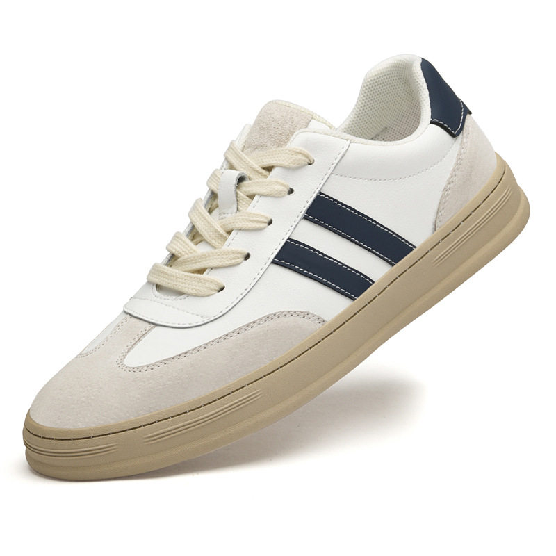 外贸英伦风休闲鞋男真皮上线透气青年板鞋春秋款软底运动小白鞋潮