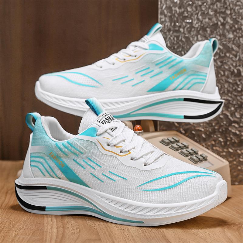 跨境男鞋2025新品运动白鞋男士潮流网面鞋百搭休闲板鞋复古老爹鞋