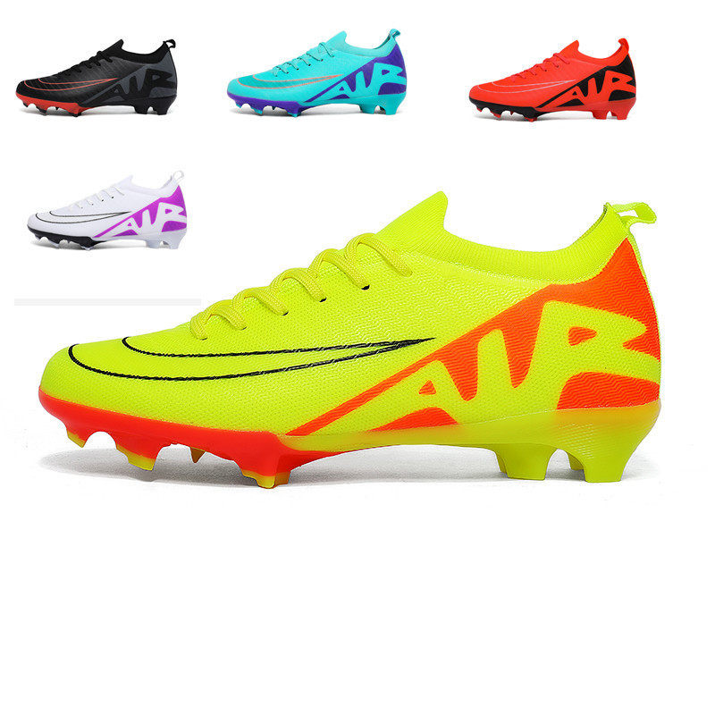 新款跨境亚马逊高帮足球鞋男青少年学生女TF碎钉AG长钉比赛训练鞋