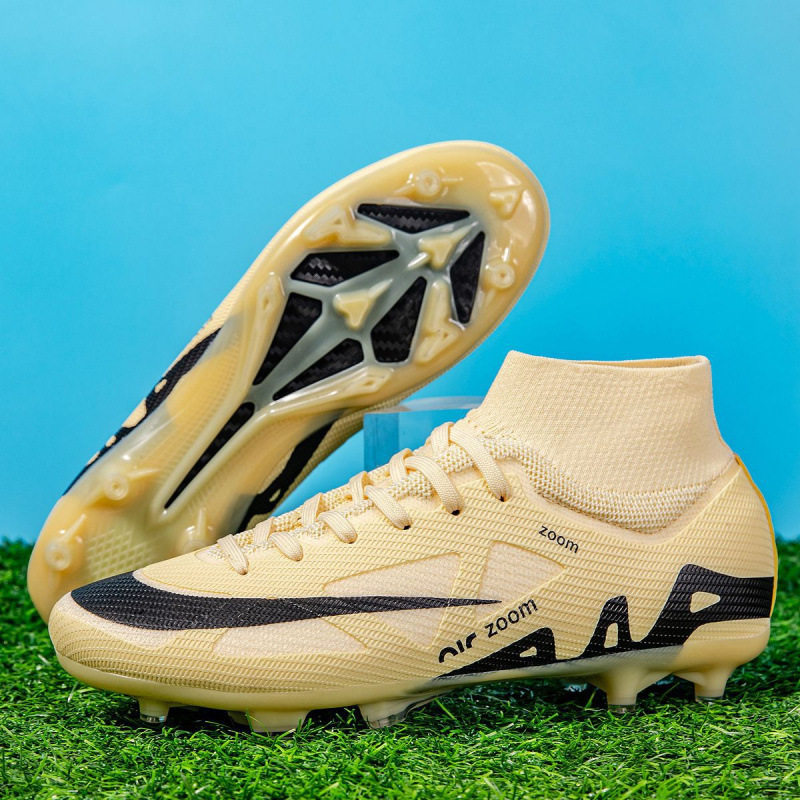 新款跨境亚马逊高帮足球鞋男青少年学生女TF碎钉AG长钉比赛训练鞋