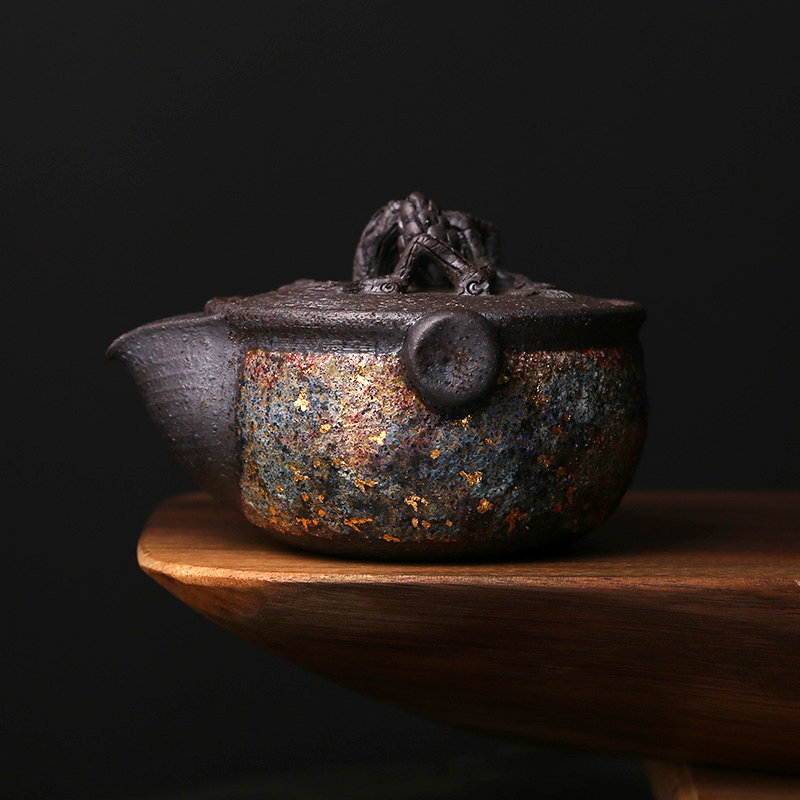 岩矿宝瓶泡茶壶日式复古松果粗陶
