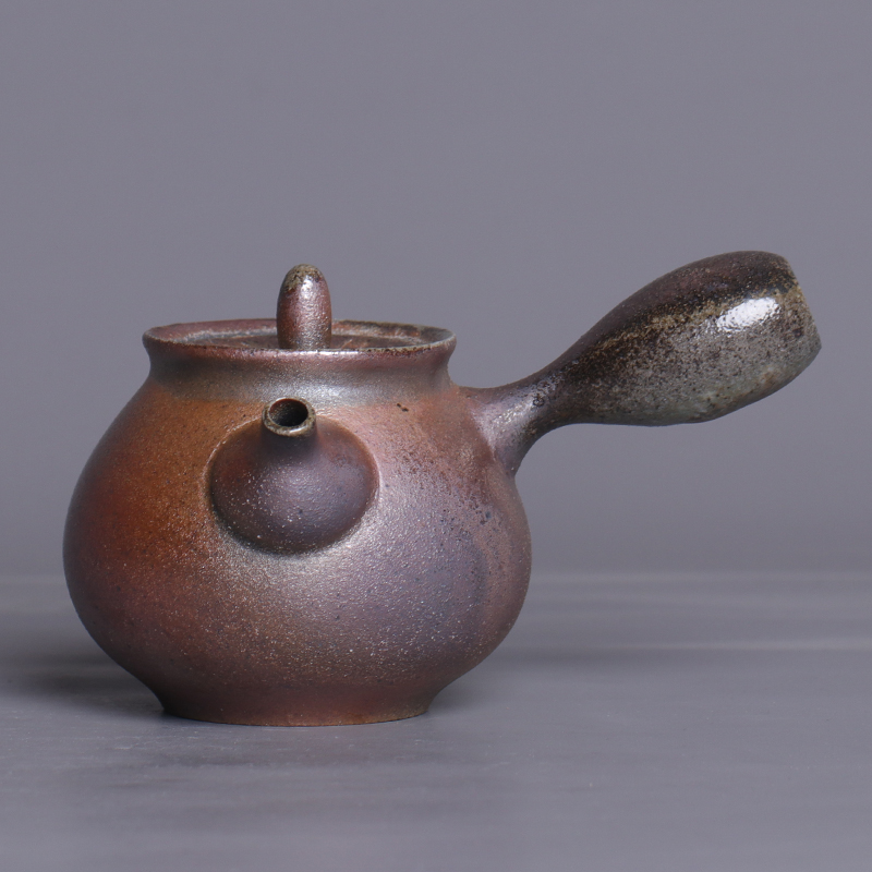 九木柴烧老岩泥半手工单个侧把壶